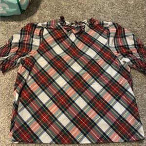 JCREW Woman’s Plaid Ruffle Neck Top - Red Multi - never worn